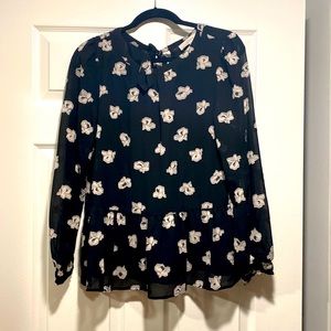 Black floral peplum blouse